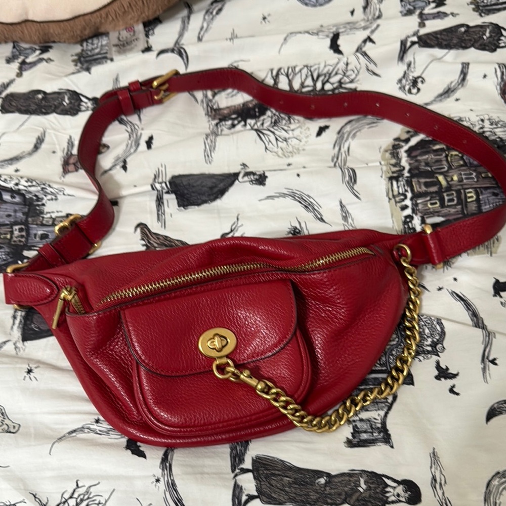 Coach Stylish Red Leather Women's Bag